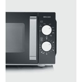 Severin MW 7762 Microondas con Grill 20 L 800 W | Acero Inoxidable y Negro | Encimera | Control Giratorio | 1000 W Parrilla
