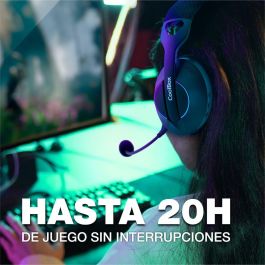 Coolbox Auriculares WB01 Inalámbricos Bluetooth 5.4 con Micrófono Extraíble y RGB - Negro