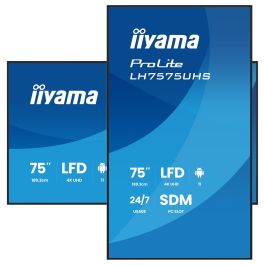 iiyama LH7575UHS-B2AG Pantalla Profesional 75" 4K UHD LCD IPS 3840x2160 Wifi 24/7 3xHDMI DP USB Señalización Digital