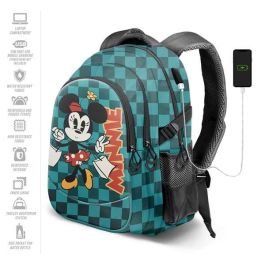Karactermania Mochila Minnie Run. Plus Fan Indigo Ripstop, 3 Compartimentos, Puerto USB, 44x34x21 cm
