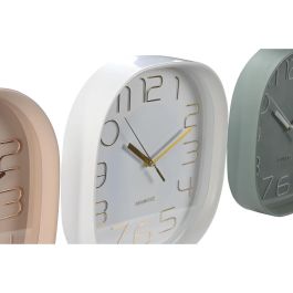 DKD Home Decor Reloj de Pared Scandi PVC con Colores Surtidos Aleatorios: Rosa Palo, Verde y Blanco - Ø28.5x5cm (Pack 3)