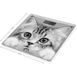 Little Balance Báscula Electrónica de Baño con Diseño 'Pesa el Gato' de Delphine Ribeyre - 180kg / 100g - Cristal Templado y Extraplana