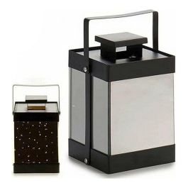 Giftdecor Farol de Metal Negro con 10 LEDs y Espejo Pequeño 12.5x18.5x12.5 cm (6 Unidades)