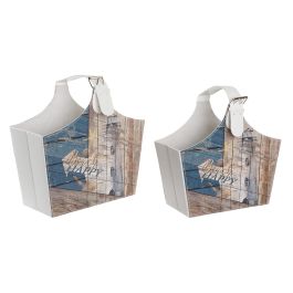 DKD Home Decor Revistero Mediterraneo Multicolor, Set de 2, de PU y Cartón, 18 cm Largo x 40 cm Ancho x 41 cm Alto
