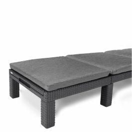 ALLIBERT Tumbona de Jardín Daytona De Luxe Imitación Resina Tejida 4 Posiciones con Cojín Gris Grafito 187x58x29cm