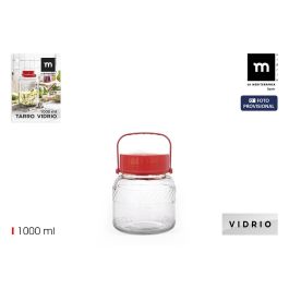 Inde Tarro de Vidrio con Tapa y Asa La Mediterranea, Capacidad 1000 ml, Medidas 12.4 x 12.4 x 1 cm (12 Unidades) Precio: 21.6900002. SKU: B1CYS96QQK