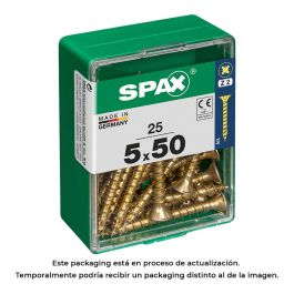 Spax 4081020500502 Tornillo Universal Madera Cabeza Plana Yellox 5x50mm Ranura Cruz Z2 4CUT 25 Unidades