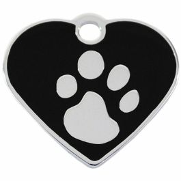 Placa identificativa para collar Imarc Heart Negro Plateado