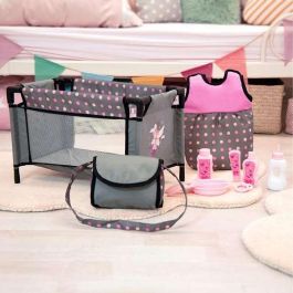 Reig Set de Cuidados para Muñeca Bebé, Juego de 11 Piezas Accesorios Rosa/Gris para Fomentar el Juego de Rol en Niños de 3+ Años