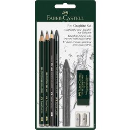 FABER-CASTELL 112997 Set Pitt Graphite Multi: Negro, Verde, Gris con Sacapuntas y Borrador - 7 piezas Blister Precio: 29.49999965. SKU: B196PM38SS