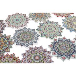 DKD Home Decor Posavasos Árabe de Dolomita y Corcho Multicolor Mandala 10.8 x 10.8 x 0.7 cm (72 Unidades)