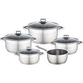 Baumalu 341979 Batería de Cocina de 9 Piezas de Acero Inoxidable, Incluye Ollas y Cacerolas, Tapas de Vidrio con Orificio de Vapor, Apta Lavavajillas Precio: 78.99000032. SKU: B1BZDKKQXX