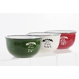 DKD Home Decor Bol Navidad Alpina Rojo Verde 13 x 7 x 13 cm (6 Unidades)