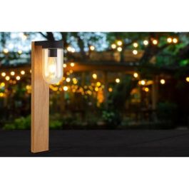 Brilliant CABAR Pilona Exterior para Jardín - Madera Oscura/Negro, Metal y Vidrio, E27 1x40W, IP44 Brilliant CABAR Pilona Exterior para Jardín - Madera Oscura/Negro, Metal y Vidrio, E27 1x40W, IP44