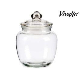 Vivalto Bote de Vidrio Hermético 1,4 L Transparente - Ideal para Alimentos - 14.5 x 18 x 14.5 cm (12 Unidades)