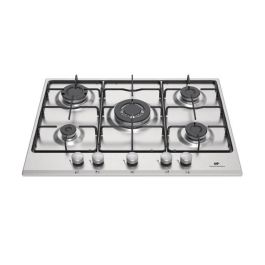 Continental Edison CECTG5VIX - Placa de Gas 5 Fuegos, Incluye 1 Corona de Acero Inoxidable Triple
