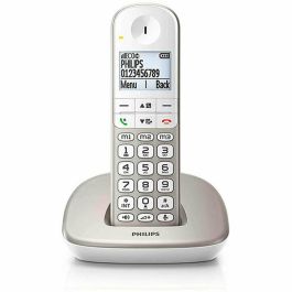 Philips XL4901S/23 Teléfono Inalámbrico Plata y Blanco con Pantalla y Botones Grandes, Compatible con Audífonos, Volumen Mejorado y Manos Libres