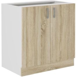 Mueble bajo SARA - 2 puertas - Decoración roble Sonoma - L80xP48xH82 cm - Encimera no incluida - Fabricado en Polonia