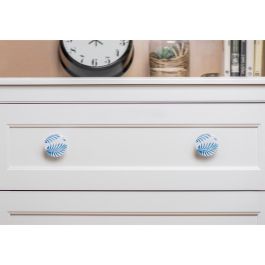 Rei e295 Blister con 2 Pomos Redondos para Mueble, Madera Haya, Acabado Azul, Ø38mm