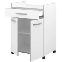 HARMONY Carrito de Cocina Blanco Mate L 60cm x 44.5cm x 81.5cm con Cajón y Puertas