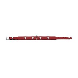 Hunter Collar Swiss 38-43.5 cm Rojo-Negro de Cuero, Ancho 3cm, Fabricado en Germany