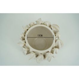 DKD Home Decor Centro de Mesa Tropical Gres Blanco Beige 30 x 19 x 30 cm Hecho a Mano Carambola