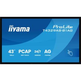 Iiyama T4329AS-B1AG Monitor Interactivo All-in-One PCAP 43" 4K UHD Táctil Android 14, 500cd/m², WiFi, HDMI, USB-C 24/7