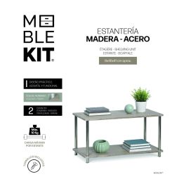 Inde Estanteria Madera-Acero 2 Niveles 42.5 cm (Ancho) x 4.5 cm (Alto) x 92.5 cm (Largo) (2 Unidades)