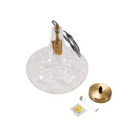 Atsugicho SKD-P80050 Lámpara Colgante de Cristal y Metal, Diseño Clásico Años 20, Esférica con Relieves Azulados, Compatible LED E27