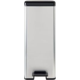 Curver CUR3253922340304 Papelera Slim Bin 40L, Ahorro Espacio, Gris Metalizado, 40x25x61 cm