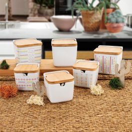 Quid Azucarero Cerámico Arizona Blanco Liso 10x10x11 cm. Recipiente Resistente y Duradero para Azúcar, Material 100% Saludable.