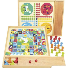 JEUJURA Juego de Gansos y Caballos con Estuche de Madera, 41x33x2.5 cm, a Partir de 3 Años