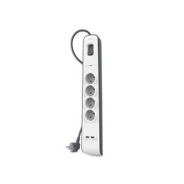 Belkin Regleta De Proteccion Contra Sobretensiones Con 4 Tomas + 2 Puertos Usb Botón De Apagado Y Encendido Blanco-Gris Precio: 26.94999967. SKU: S0441352