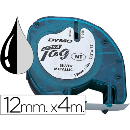 Dymo Cinta 91208 Negro Plata Metalizada 12mm x 4M Plástico Rotuladora Letratag Precio: 8.49999953. SKU: BIXS0721730