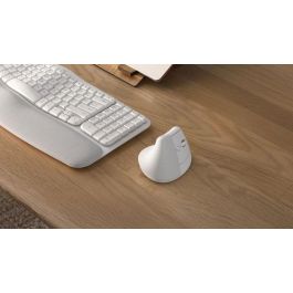 LOGITECH Raton Inalambrico 6 botones Ergonomico, Vertical, Videojuegos color Blanco crudo