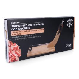 Gourmet Kitchen Jamonero premium de madera de pino con cuchillo incluido 41x44cm