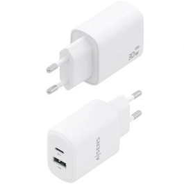 Aisens Cargador de Pared GaN A110-0977 30W 1xUSB-C 1xUSB-A Blanco