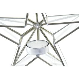 DKD Home Decor Portavela Decoración de Navidad Moderno Dorado Plateado Metal Cristal con Diseño Estrella - Set 2 Unidades 8x16x16cm