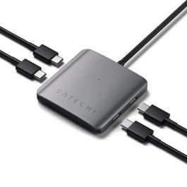 Satechi Hub USB-C 4 Puertos con Power Delivery 100W y 10 Gbps, Adaptador Compacto Gris para MacBook Air/Pro y iPad Pro