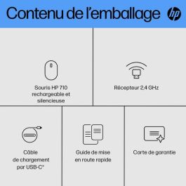 HP Ratón Inalámbrico Recargable y Silencioso 710 – Diseño Ambidextro Compacto, Conectividad Multi-OS, hasta 90 días de Batería