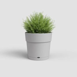 Artevasi ART5600442843705 Jarra Maceta de Flores Capri Redonda Plástico con Depósito de Agua Gris Claro Ø30 cm