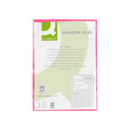 Q-connect Subcarpeta Cartulina DIN A4 Rosa con Ventana Transparente 120 g/m²