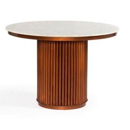 DKD Home Decor Mesa Comedor Moderna de Mármol y Metal, Colores Cobrizo y Blanco, 110x110x76 cm Precio: 493.5900002. SKU: S3040469
