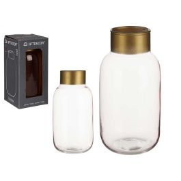 Jarrón de Cristal Liso Oro y Rosa Giftdecor 11.5x24x11.5 cm (6 Unidades) Precio: 73.50000042. SKU: S3611777