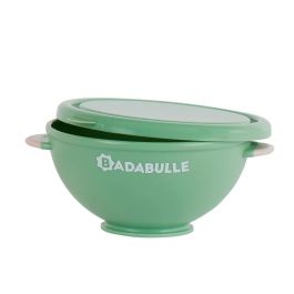Badabulle Set 5 Cuencos 330ml Antideslizantes con Tapas y 3 Cucharas Blandas. Ideal para Bebés +4 Meses, Apto Microondas, Congelador, Sin BPA.