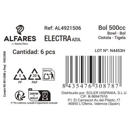 Inde Bol Electra Azul, Bol de cerámica, 470 cc, 12.7 cm de diámetro x 6.1 cm de alto, Peso 8.17 kg (24 Unidades)