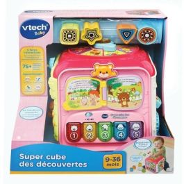 VTech Baby Super Cubo de Descubrimientos Rosa Interactivo, 5 Caras de Juego, 6 Actividades, 10 Melodías y 4 Canciones 9-36 Meses