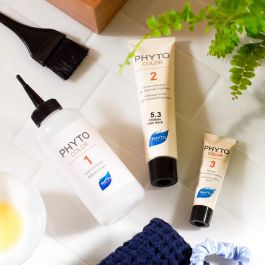 Phyto #8.3 Tinte de Pelo Permanente Rubio Claro Dorado con Pigmentos Vegetales Sin Amoniaco Cobertura 100% Canas Monoï Jojoba 4 u