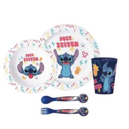 Stor Set Plato, Cuenco, Vaso, Cuchara y Tenedor Stitch Palms para Bebé y Niños a Partir de 6 Meses Apto Microondas