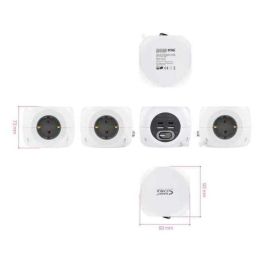 Nanocable Regleta Base con 3 Enchufes Shucko, 4 Puertos USB (2 Tipo A, 2 Tipo C), Interruptor ON/OFF, Cable 1.4m